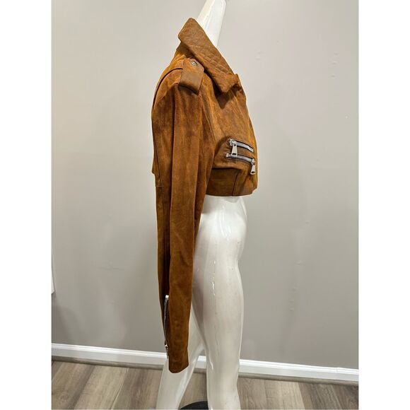 NWT LaQuan Smith Cropped leather jacket Size S $2295 - Picture 9 of 13